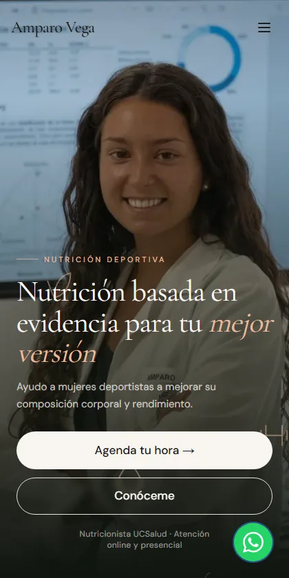 El mismo sitio de Amparo Vega visto en celular