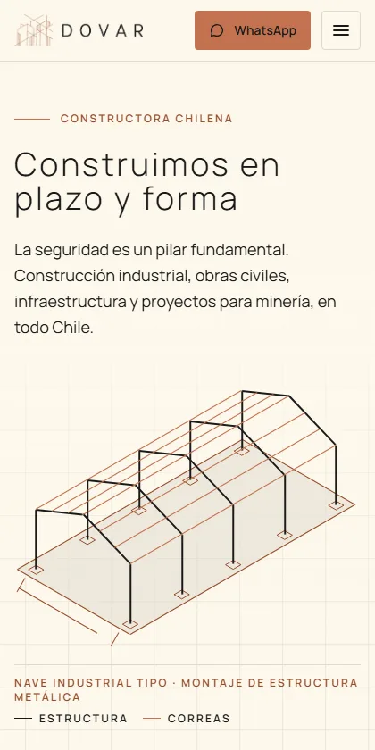 El mismo sitio de Dovar visto en celular
