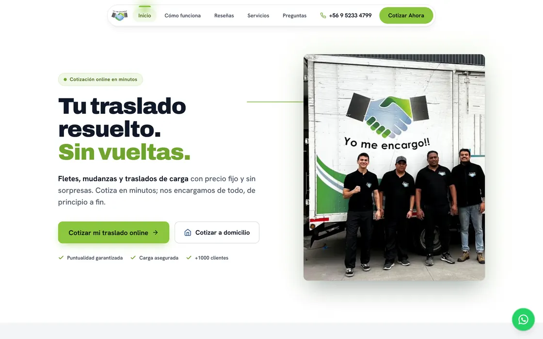 Portada del sitio de YoMeEncargo en computador